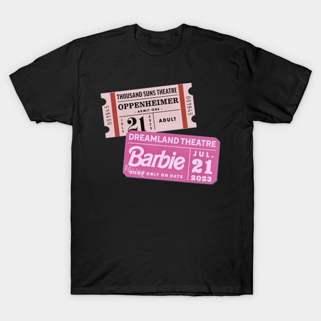 ticket oppenheimer and barbie T-Shirt by unknow user